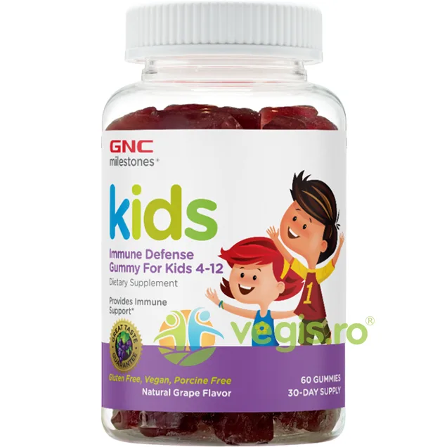 Formula pentru Copii cu Aroma de Struguri Kid's Immune Defense Gummy 60 jeleuri GNC — preț și oferte