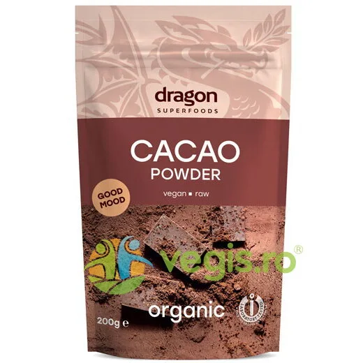 Pudra de Cacao Raw fara Gluten Ecologica/Bio 200g Dragon Superfoods — preț și oferte