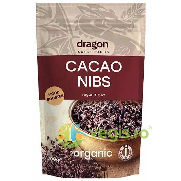 Miez din Boabe de Cacao Raw Ecologic/Bio 200g Dragon Superfoods — preț și oferte