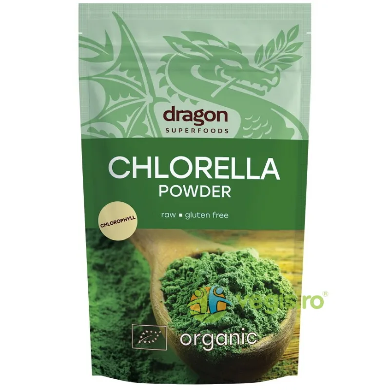 Pulbere de Chlorella Raw fara Gluten Ecologica/Bio 200g Dragon Superfoods — preț și oferte