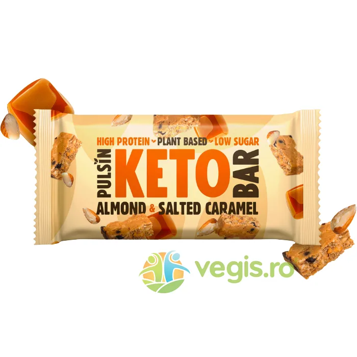 Baton Proteic Keto cu Migdale si Caramel Sarat 50g PULSIN — preț și oferte