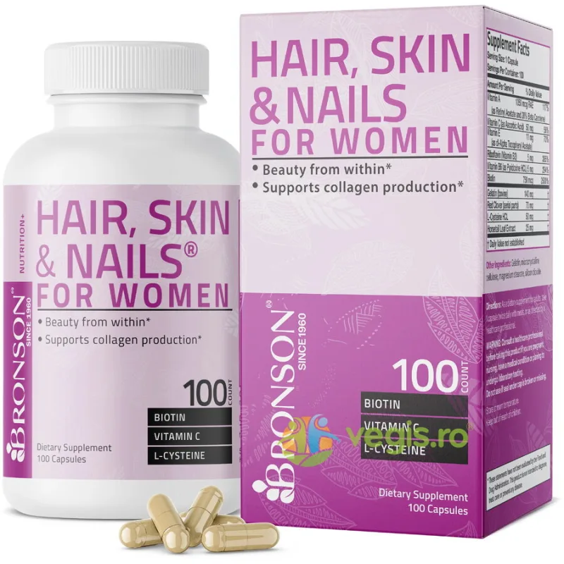 Hair, Skin & Nails for Women (Par, Piele si Unghii) 100cps BRONSON LABORATORIES — preț și oferte
