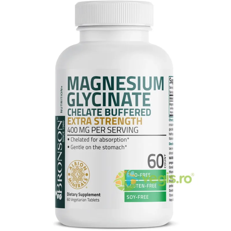 Magneziu Glicinat (Magnesium Glycinate) 400mg 60cps BRONSON LABORATORIES — preț și oferte