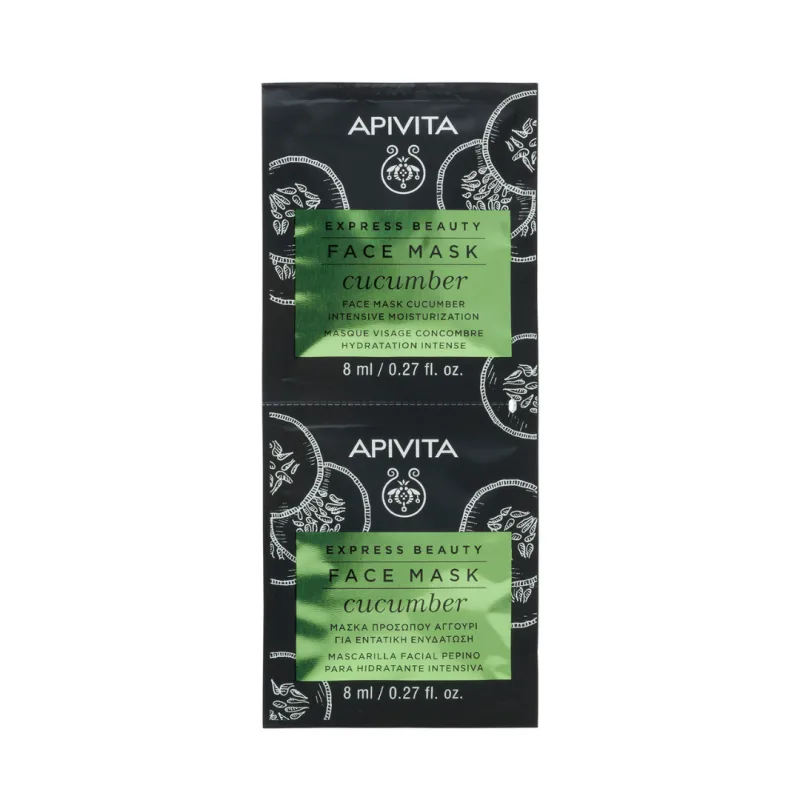 Masca de fata pentru hidratare cu extract de castravete, 2*8 ml, Apivita — preț și oferte