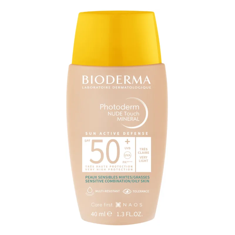 Fluid Photoderm Nude Touch Mineral, SPF50+, Nuanta foarte deschisa, 40 ml, Bioderma — preț și oferte