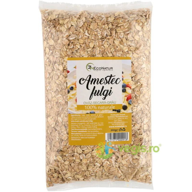 Amestec de Fulgi (Ovaz, Secara, Grau) 500g ECONATUR — preț și oferte