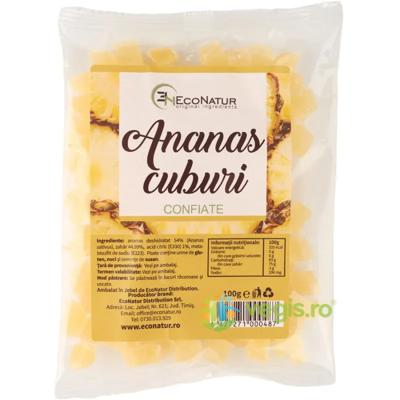 Ananas Cuburi Confiate 100g ECONATUR — preț și oferte
