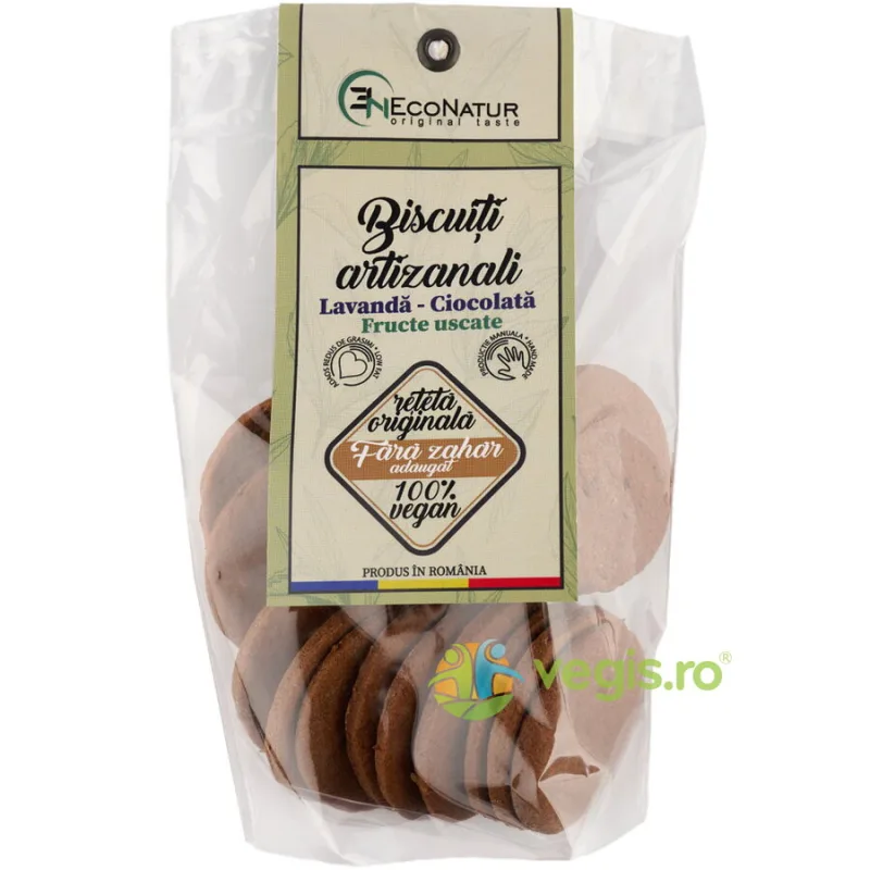 Biscuiti Artizanali Cu Lavanda si Ciocolata fara Zahar 150g ECONATUR — preț și oferte