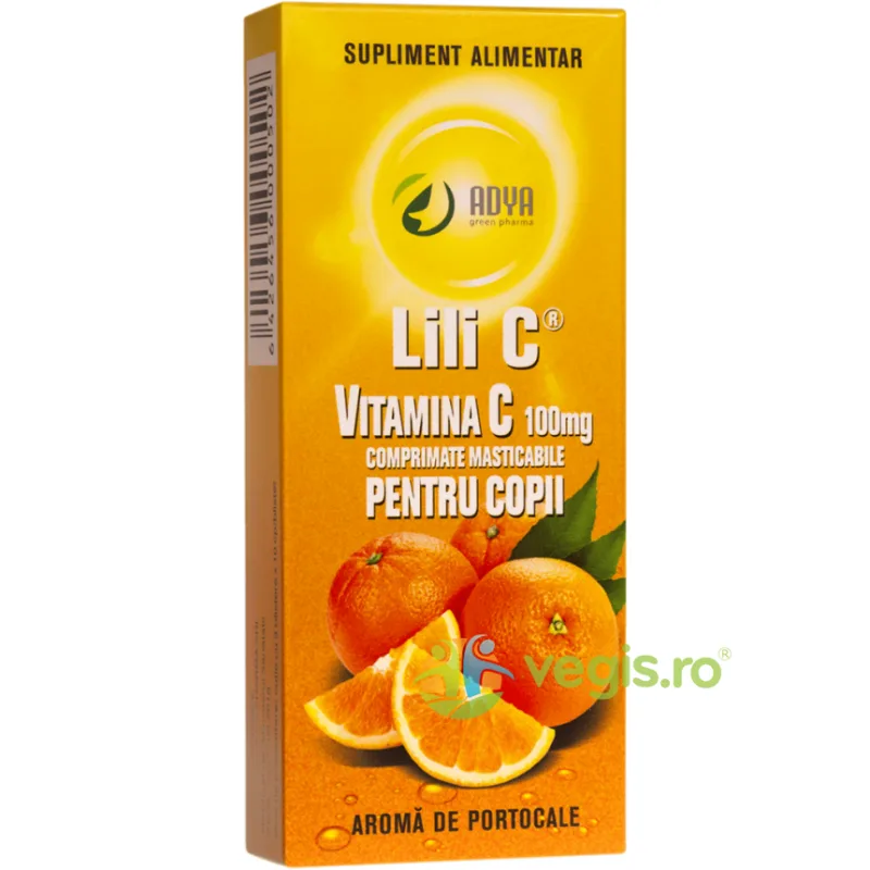 Vitamina C cu Aroma de Portocale pentru Copii 100mg 30cpr Adya GreenPharma — preț și oferte
