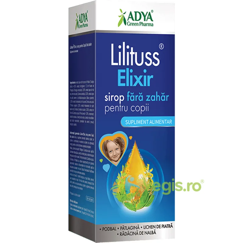 Lilituss Elixir Sirop pentru Copii fara Zahar 180ml Adya GreenPharma — preț și oferte