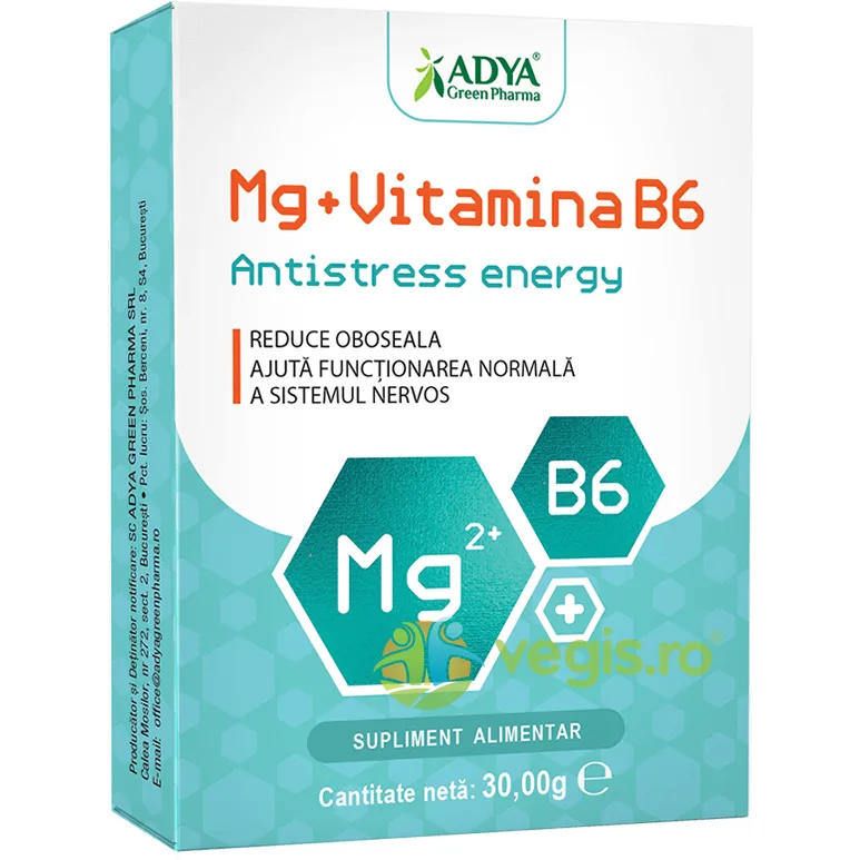 Magneziu + Vitamina B6 Antistress Energy 30cpr Adya GreenPharma — preț și oferte