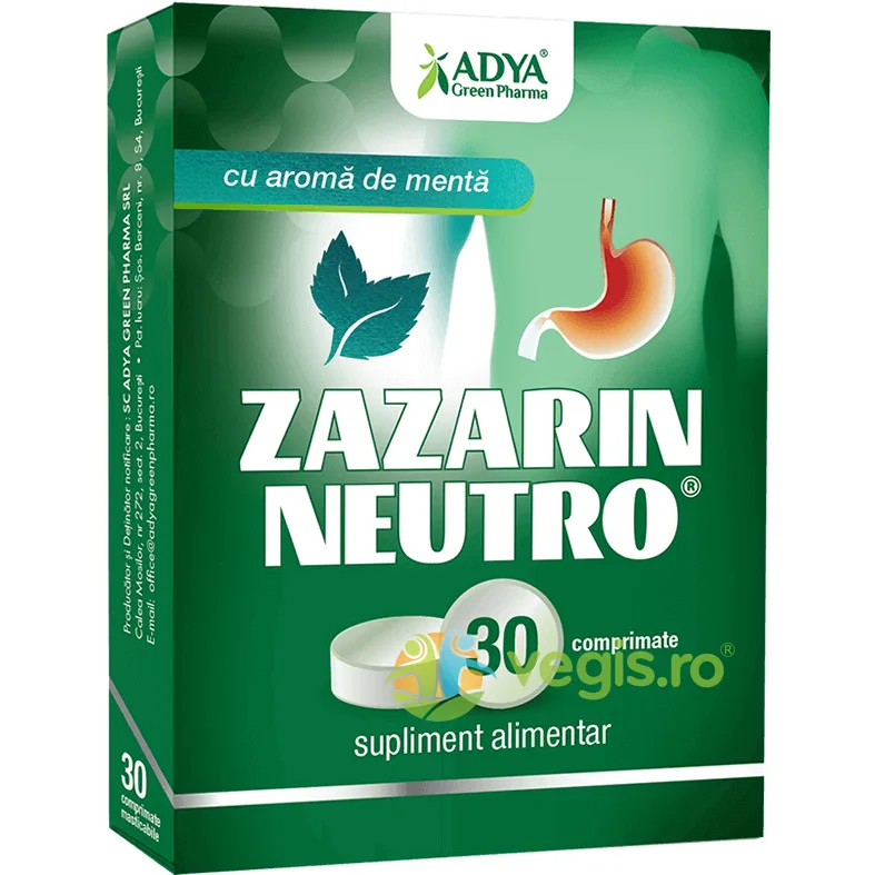 Zazarin Neutro cu Aroma de Menta 30cpr masticabile Adya GreenPharma — preț și oferte