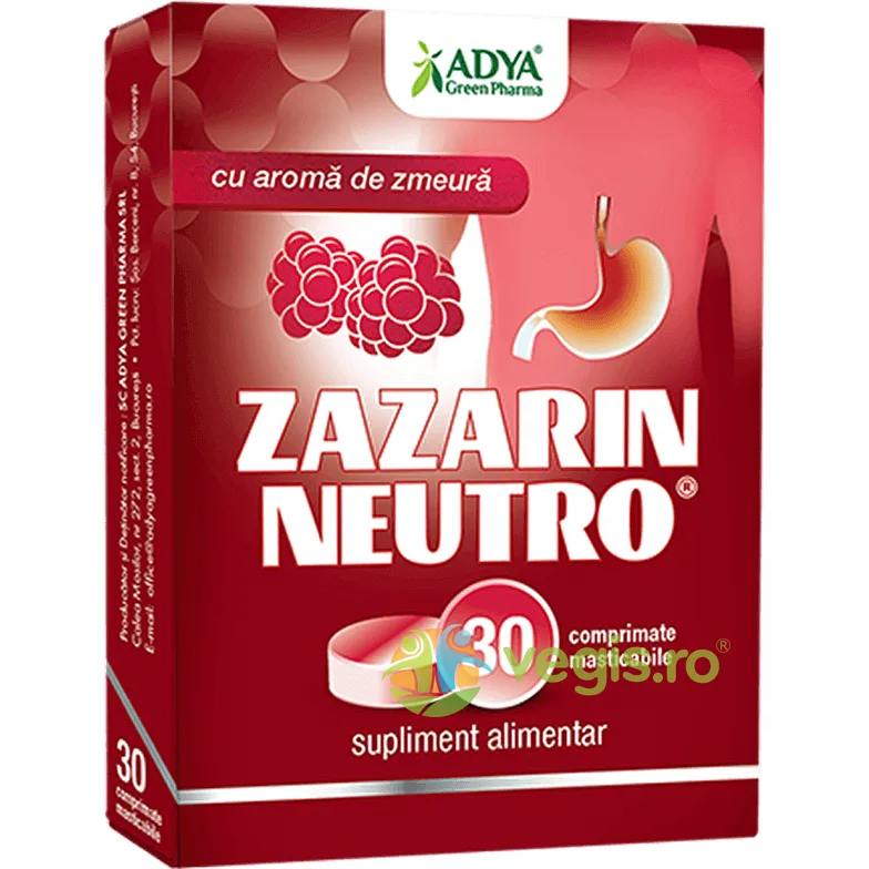 Zazarin Neutro cu Aroma de Zmeura 30cpr masticabile Adya GreenPharma — preț și oferte