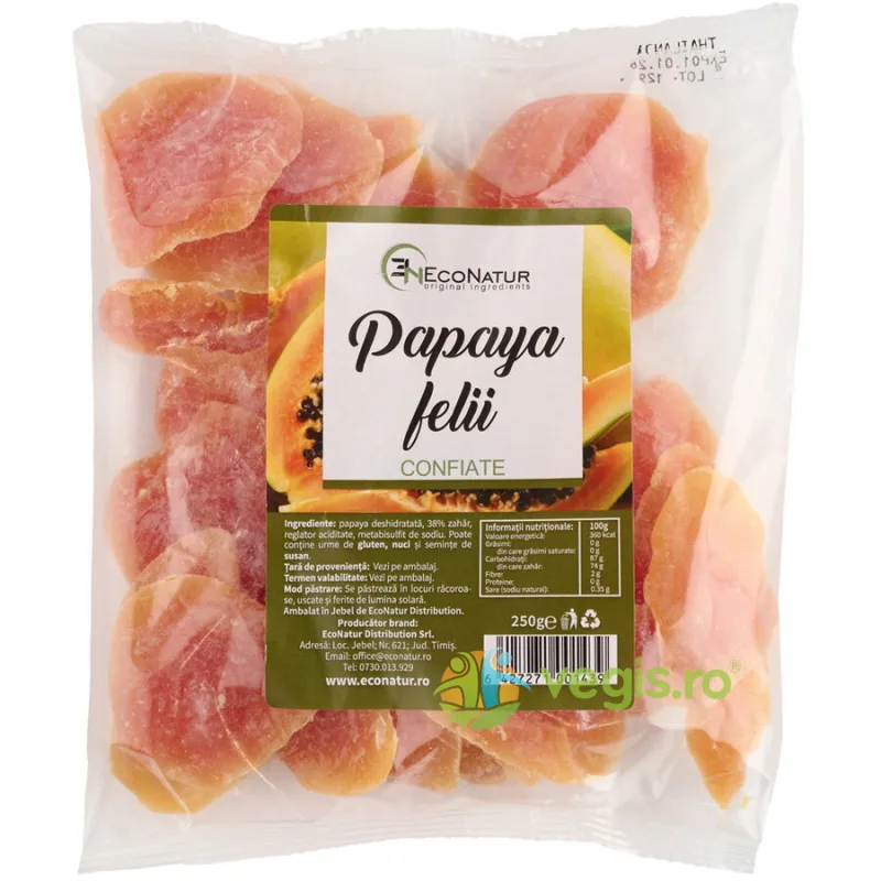 Papaya Felii Confiate 250g ECONATUR — preț și oferte