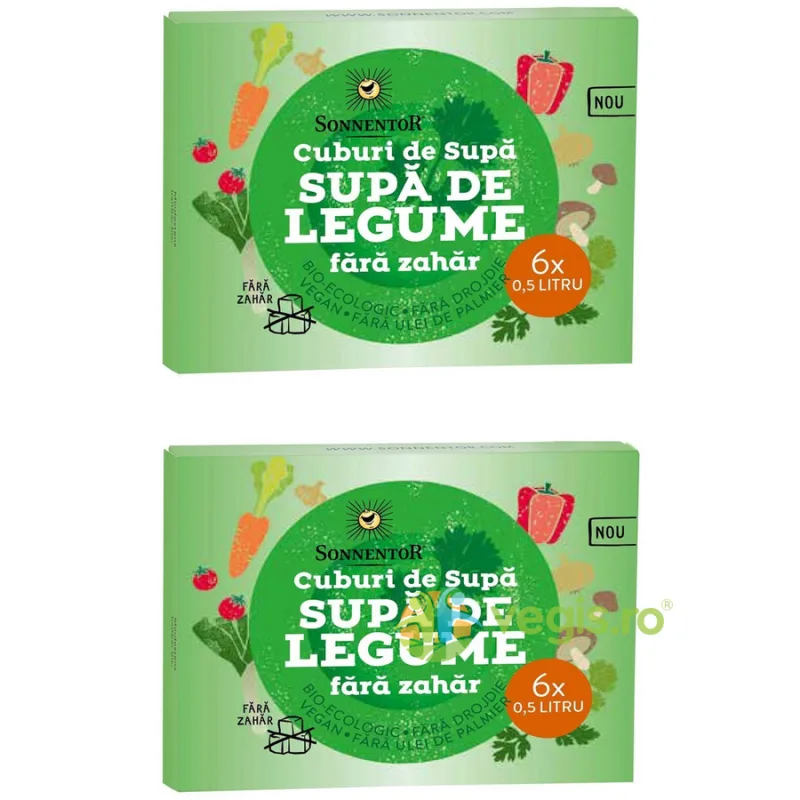 Pachet Cub de Supa cu Legume fara Zahar Ecologic/Bio 6 cuburi + 6 cuburi SONNENTOR — preț și oferte