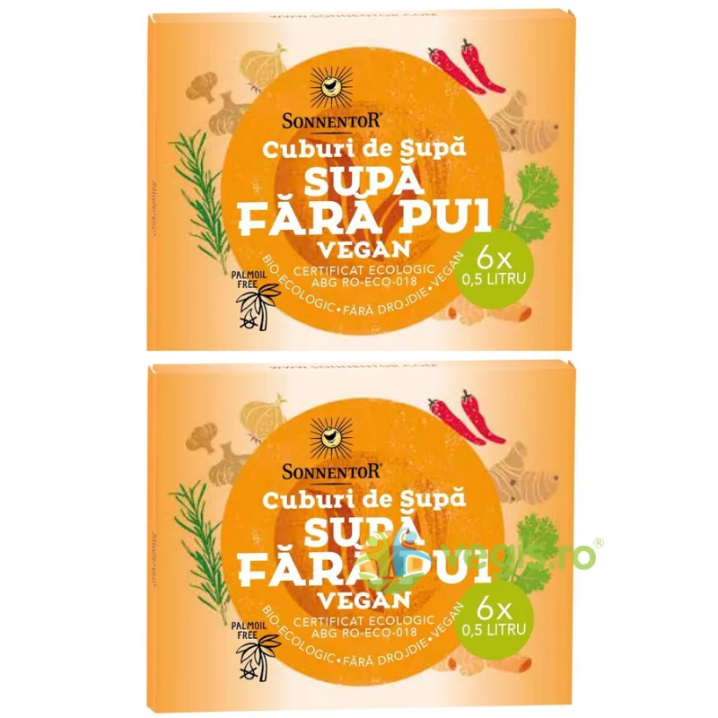 Pachet Cub de Supa fara Pui Vegan Ecologic/Bio 6 cuburi + 6 cuburi SONNENTOR — preț și oferte