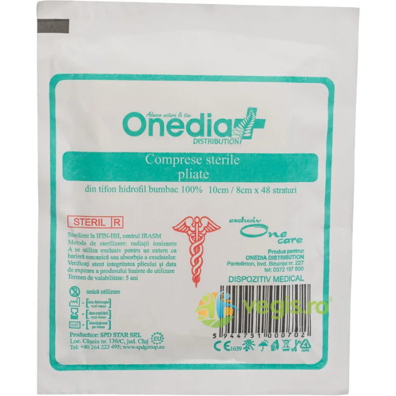 Comprese Sterile Pliate One Care 10cm/8cm x 48buc Onedia — preț și oferte