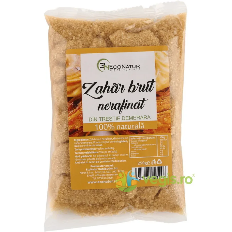 Zahar Brut Nerafinat din Trestie Demerara 250g ECONATUR — preț și oferte