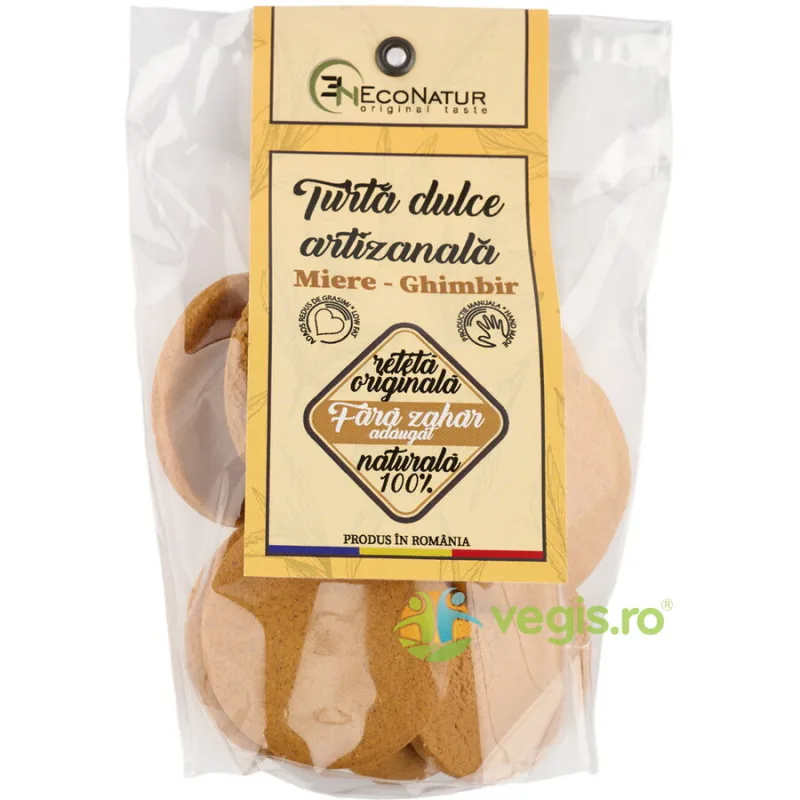 Turta Dulce Artizanala cu Ghimbir si Miere fara Zahar 150g ECONATUR — preț și oferte