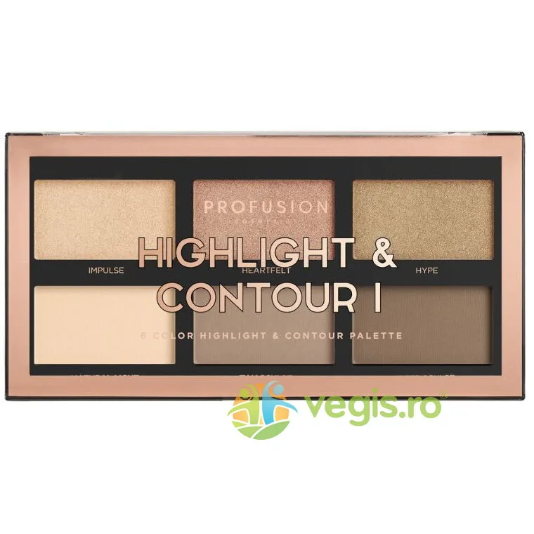 Paleta Conturare si Iluminare 6 Nuante Highlight&Contour I 16g PROFUSION COSMETICS — preț și oferte