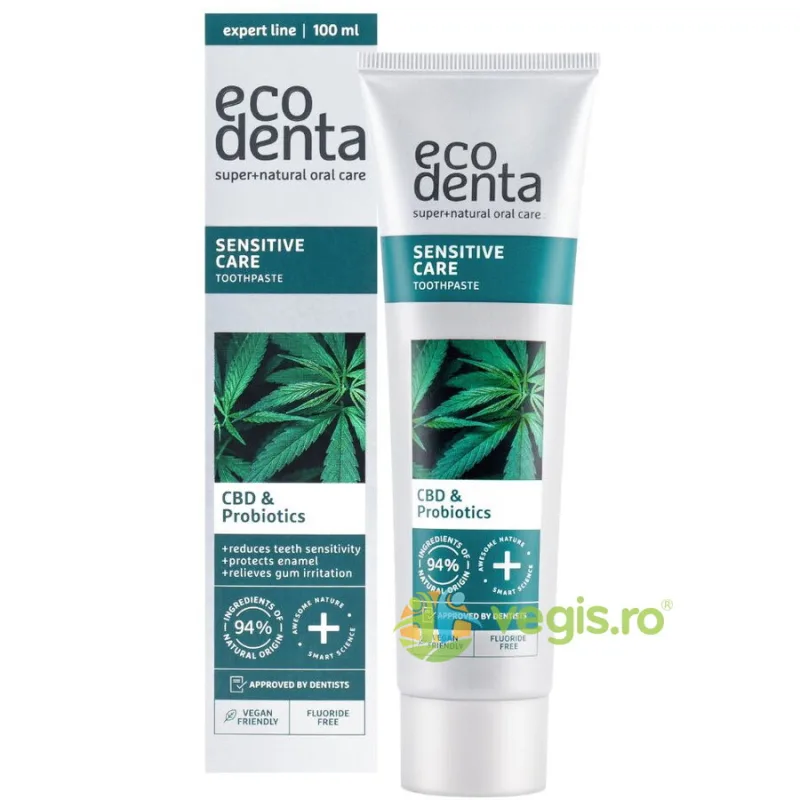 Pasta pentru Dinti Sensibili cu CBD si Probiotice 100ml ECODENTA — preț și oferte
