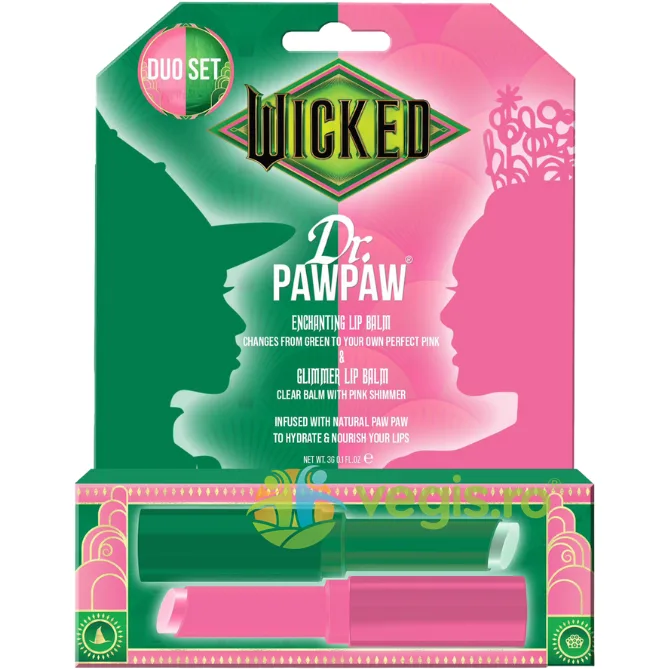 Set Balsam de Buze Care Isi Schimba Culoarea Wicked Enchanting Lip Balm 3g + Balsam de Buze Transparent cu Sclipici Roz Wicked Glimmer Lip Balm 3g DR PAWPAW — preț și oferte