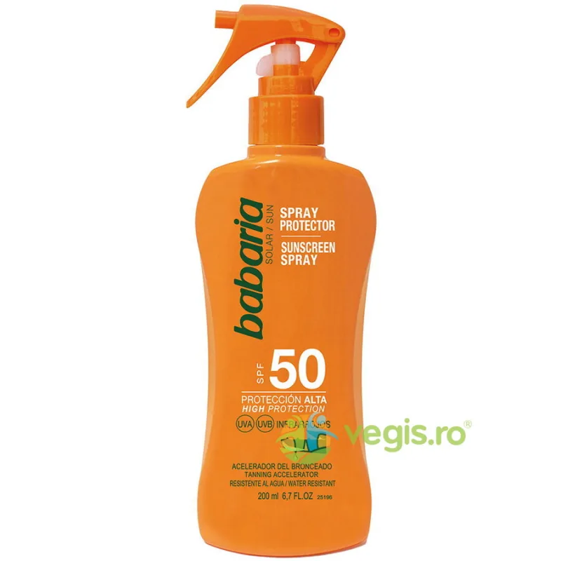 Spray Protectie Solara SPF50 Accelerator Bronzare 200ml BABARIA — preț și oferte