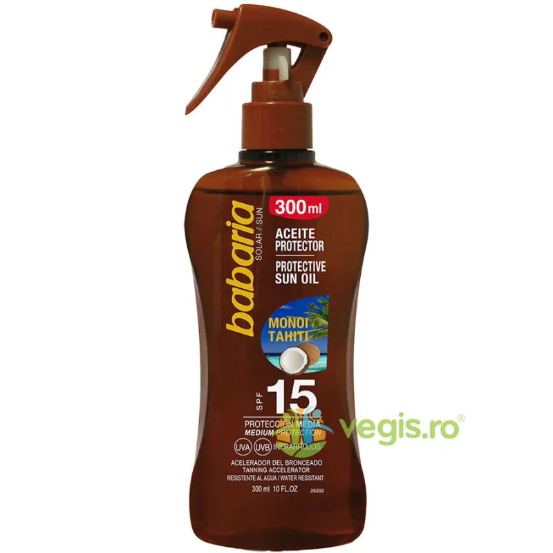 Ulei Tip Spray Protectie Solara SPF15 Accelerator Bronzare Monoi Tahiti 300ml BABARIA — preț și oferte
