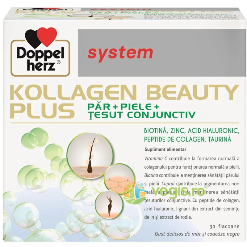 Kollagen (Colagen) Beauty Plus System pentru Par si Piele cu Biotina si Acid Hialuronic 30dz DOPPELHERZ — preț și oferte