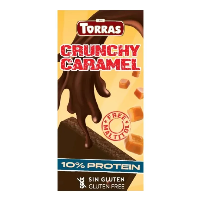 Ciocolata neagra proteica Crunchy caramel, 100g, Torras — preț și oferte