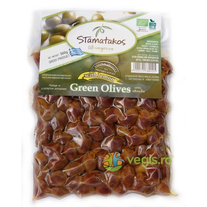 Masline Verzi Vidate Ecologice/Bio 500g STAMATAKOS&nbsp;OLIVEGROVE — preț și oferte