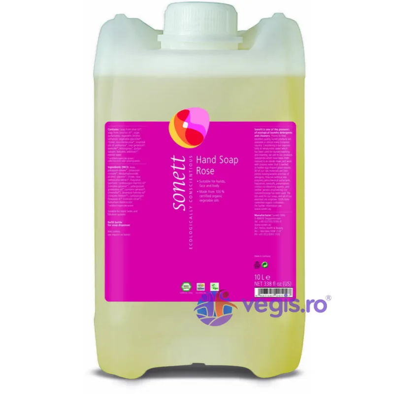 Sapun Lichid si Gel de Dus cu Trandafiri Bio 10L SONETT — preț și oferte