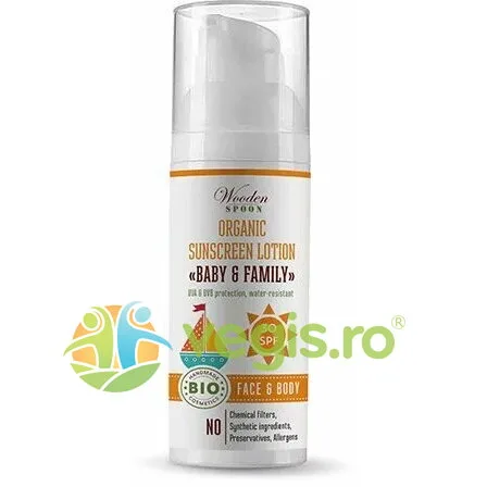 Lotiune Protectie Solara SPF30 pentru Bebelusi, Copii si Adulti Bio 50ml WOODEN&nbsp;SPOON — preț și oferte