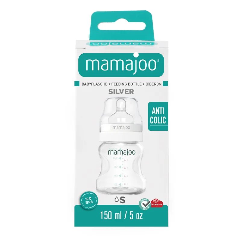 Biberon Silver, tetina anti-colici nr.1/S, 150 ml, 1 bucata, Mamajoo — preț și oferte