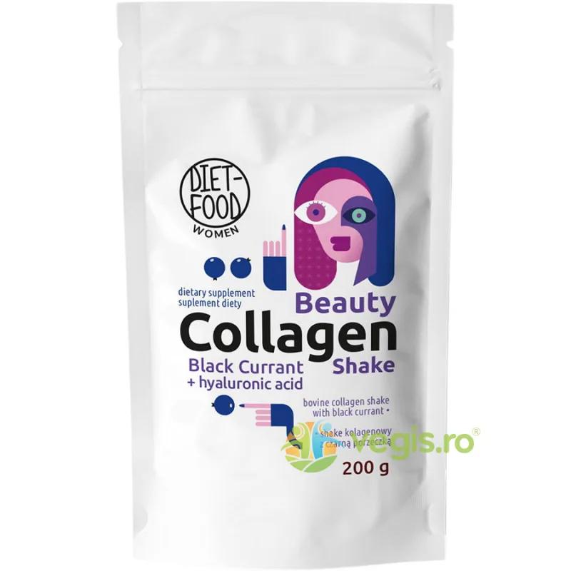 Shake cu Coacaze Negre Beauty Collagen 200g DIET FOOD — preț și oferte