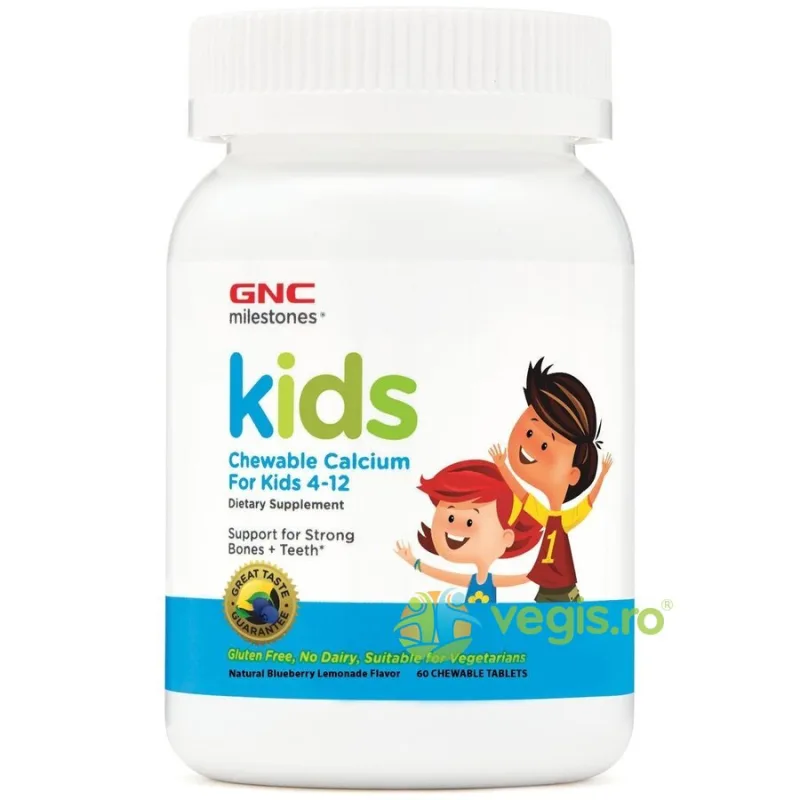 Calciu pentru Copii cu Aroma Naturala de Limonada si Afine Milestones Kids 60tb masticabile GNC — preț și oferte