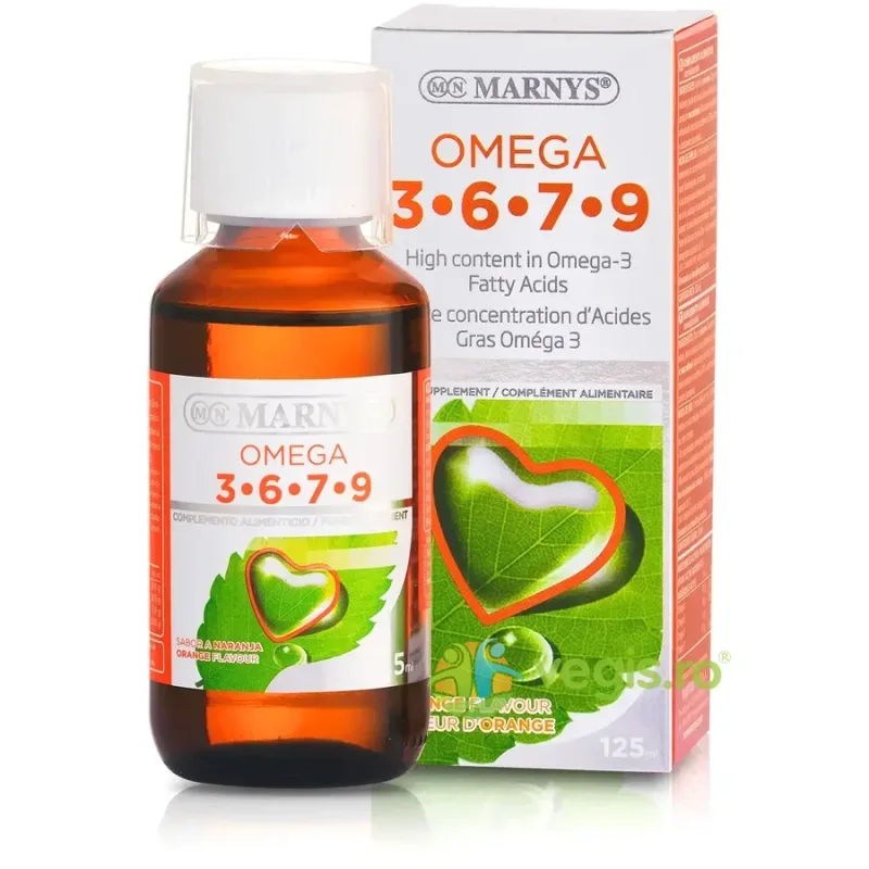Omega 3, 6, 7, 9 pentru Memorie, Inima, Colesterol, Piele si Articulatii 125ml MARNYS — preț și oferte