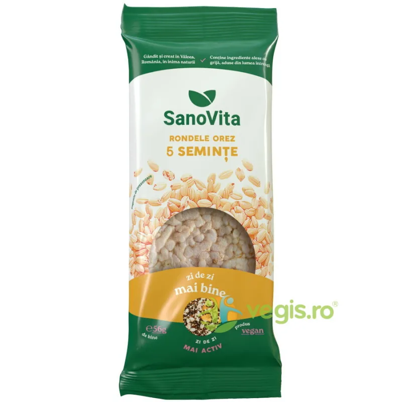 Rondele din Orez cu 5 Seminte 56g SANOVITA — preț și oferte