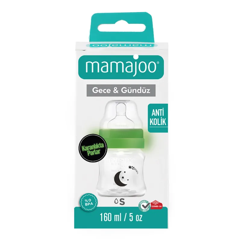Biberon Night&Day, tetina anti-colici nr.1/S, 160 ml, 1 bucata, Mamajoo — preț și oferte
