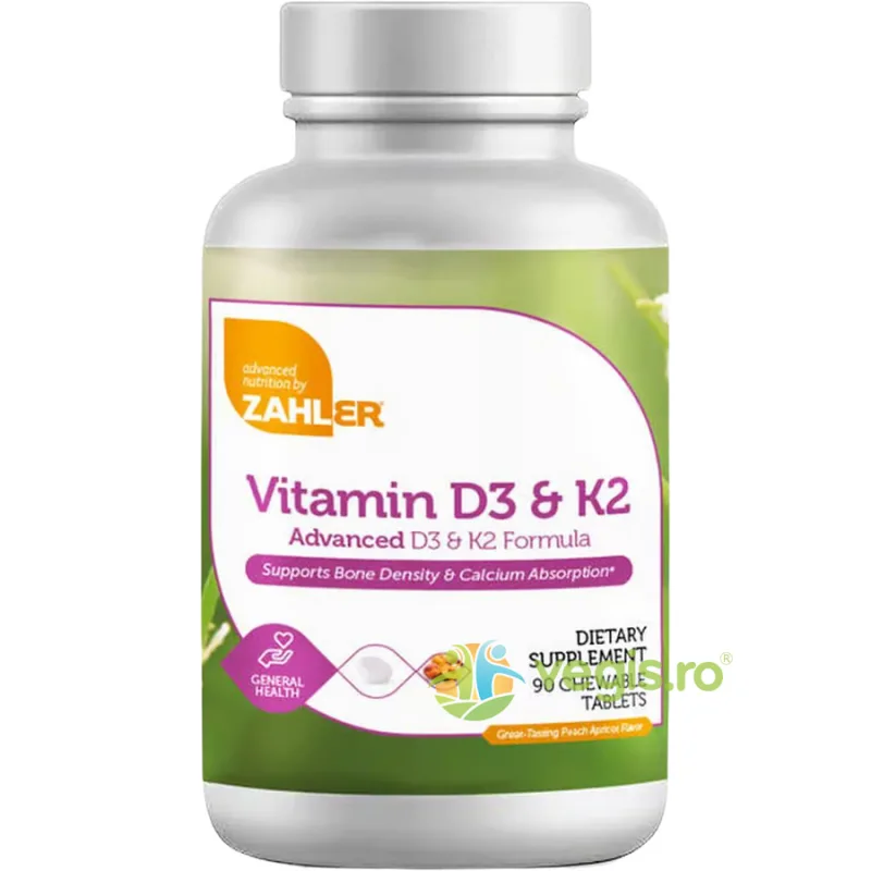 Vitamina D3+K2 Formula Avansata pentru Absorbtie Superioara 90tb masticabile ZAHLER — preț și oferte