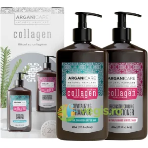 Set Sampon si Balsam pentru Par Subtire, Deteriorat sau Fragil cu Ulei de Argan si Colagen 2x400ml