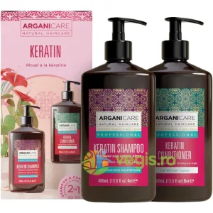 Set Sampon si Balsam pentru Toate Tipurile de Par cu Cheratina si Ulei de Argan 2x400ml