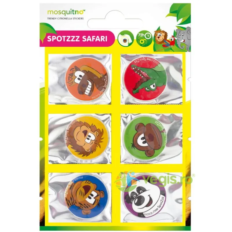 Set 6 Stickere Anti-tantari pentru Copii cu Parfum de Citronella Spotzzz Safari 5.4g MosquitNo — preț și oferte