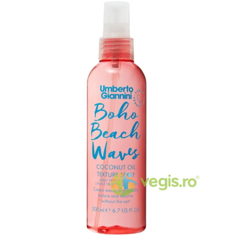 Spray Texturizant pentru Efect de Bucle Lejere cu Ulei de Cocos Boho Beach Waves 200ml UMBERTO GIANNINI — preț și oferte