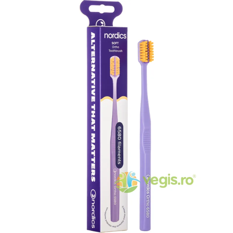 Periuta de Dinti Moale Portocalie 6580 Filamente Ortho 1buc NORDICS — preț și oferte