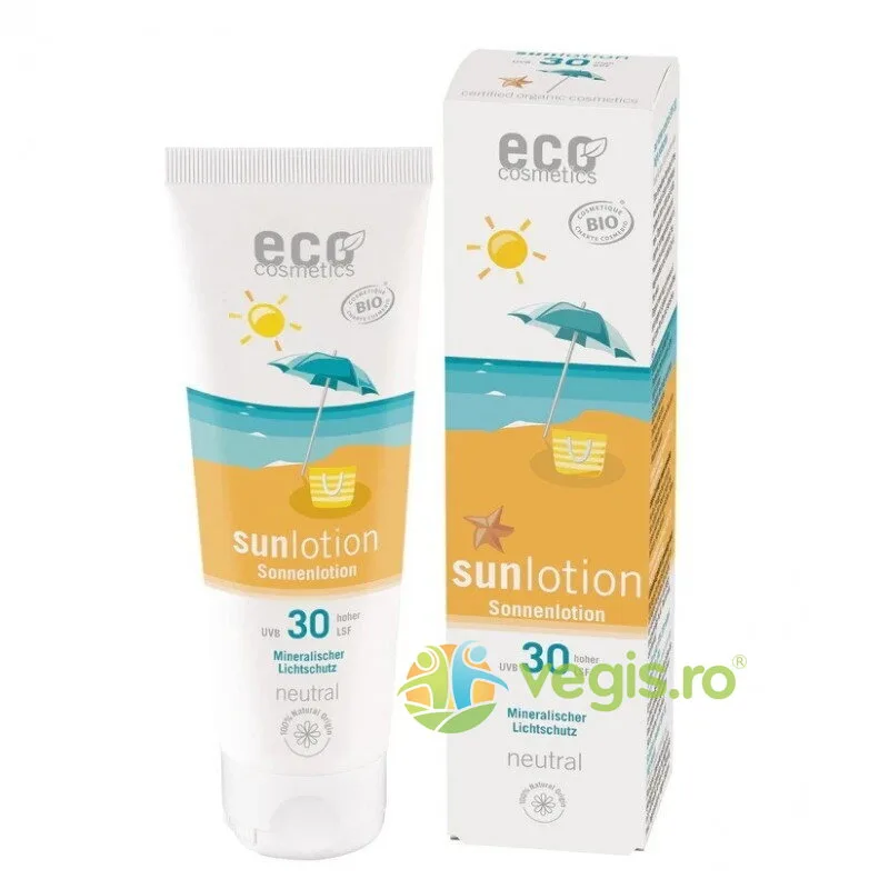 Lotiune Fluida Protectie Solara SPF30 Rezistenta la Apa pentru Piele Sensibila fara Parfum Bio 125ml ECO COSMETICS — preț și oferte