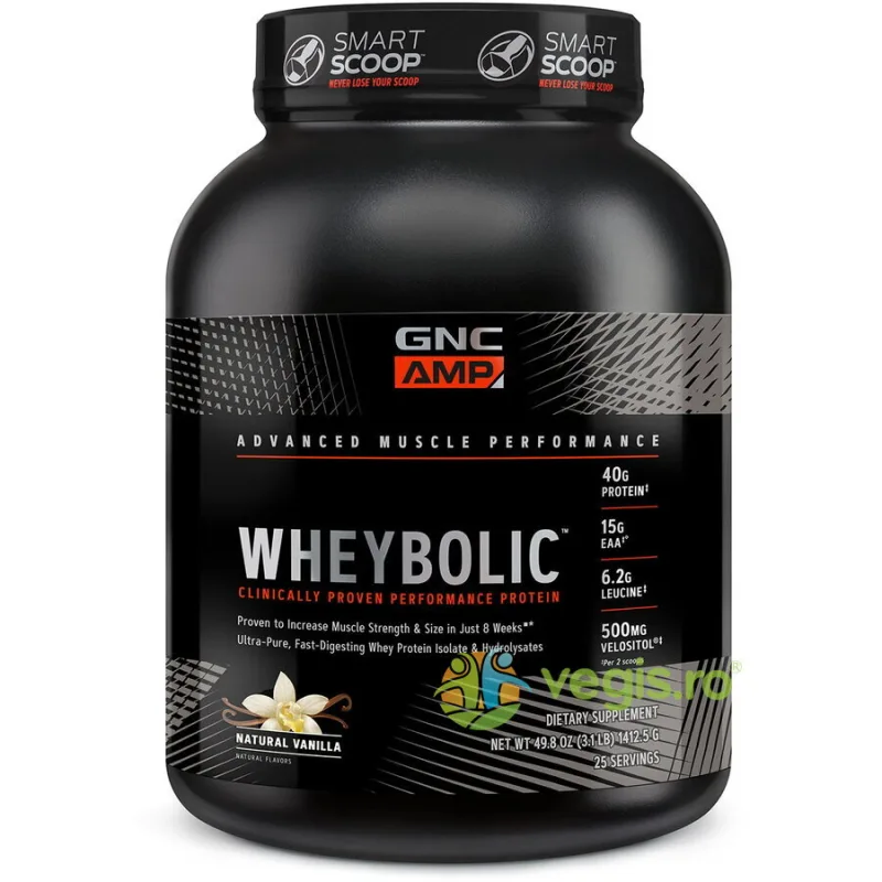 Proteina din Zer cu Aroma Naturala de Vanilie  Amp Wheybolic 1412.5g GNC — preț și oferte