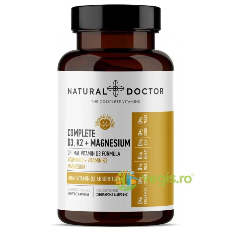 Complete D3, K2 + Magnesium Absorbtie Totala a Vitaminei D3 60cps NATURAL&nbsp;DOCTOR — preț și oferte