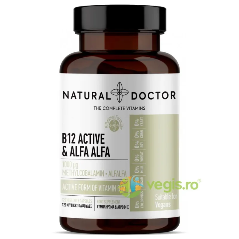 B12 Active & Alfa Alfa Complex pentru Functionarea Normala a Sistemului Nervos 120cps NATURAL&nbsp;DOCTOR — preț și oferte