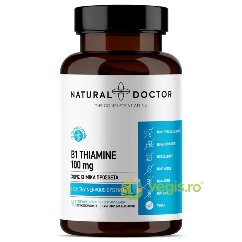 B1 Tiamina pentru Functionarea Normala a Proceselor Metabolice (Producerea de Energie) 90cps NATURAL DOCTOR — preț și oferte